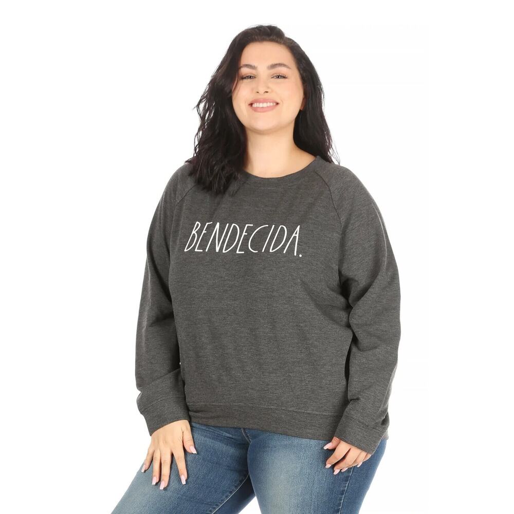 Women's "BENDECIDA" Rae Dunn Plus Size Studio Raglan Sweatshirt New w Tags